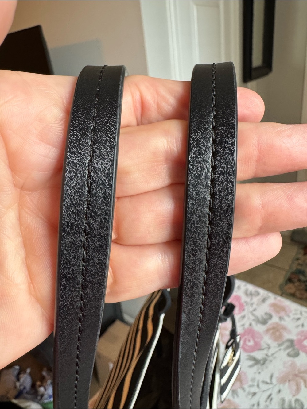 kate spade Black and White Striped Leather Tote - Picture 8 of 16